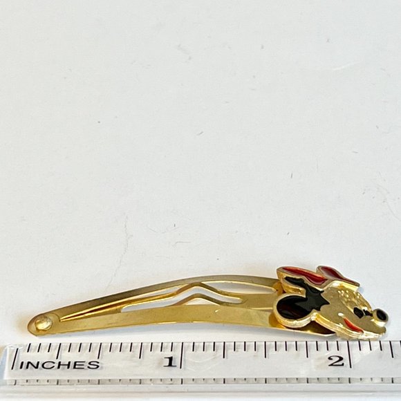 Vintage Disney Minnie Mouse Hair Barrettes Gold Tone 90's Girls Womens - Picture 8 of 8